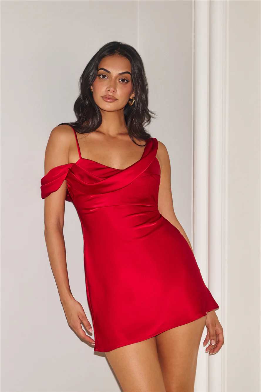 Elegance Of You Satin Mini Dress Burgundy