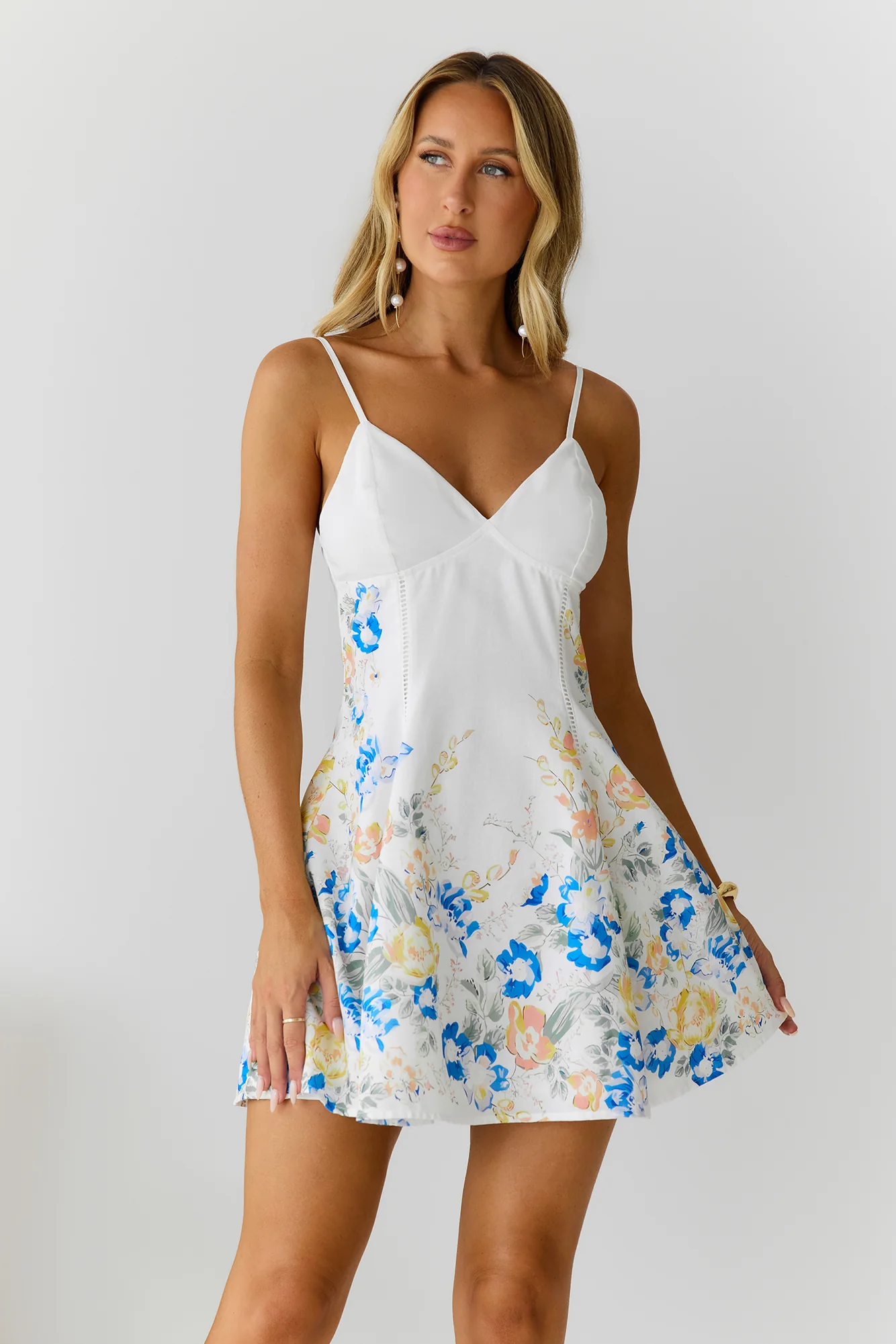 Wishing On Blooms Mini Dress White
