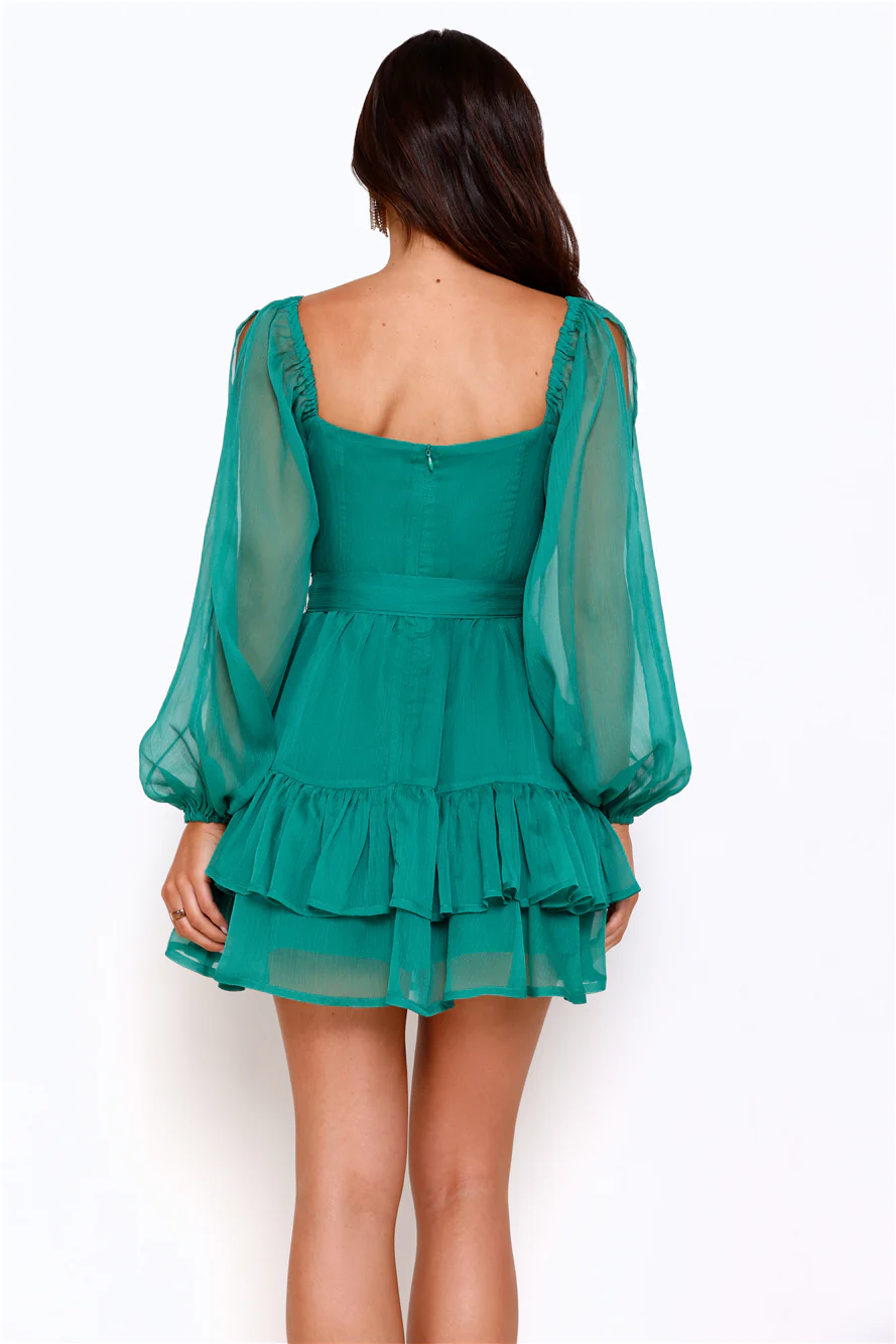Daydream Fiesta Long Sleeve Mini Dress Emerald