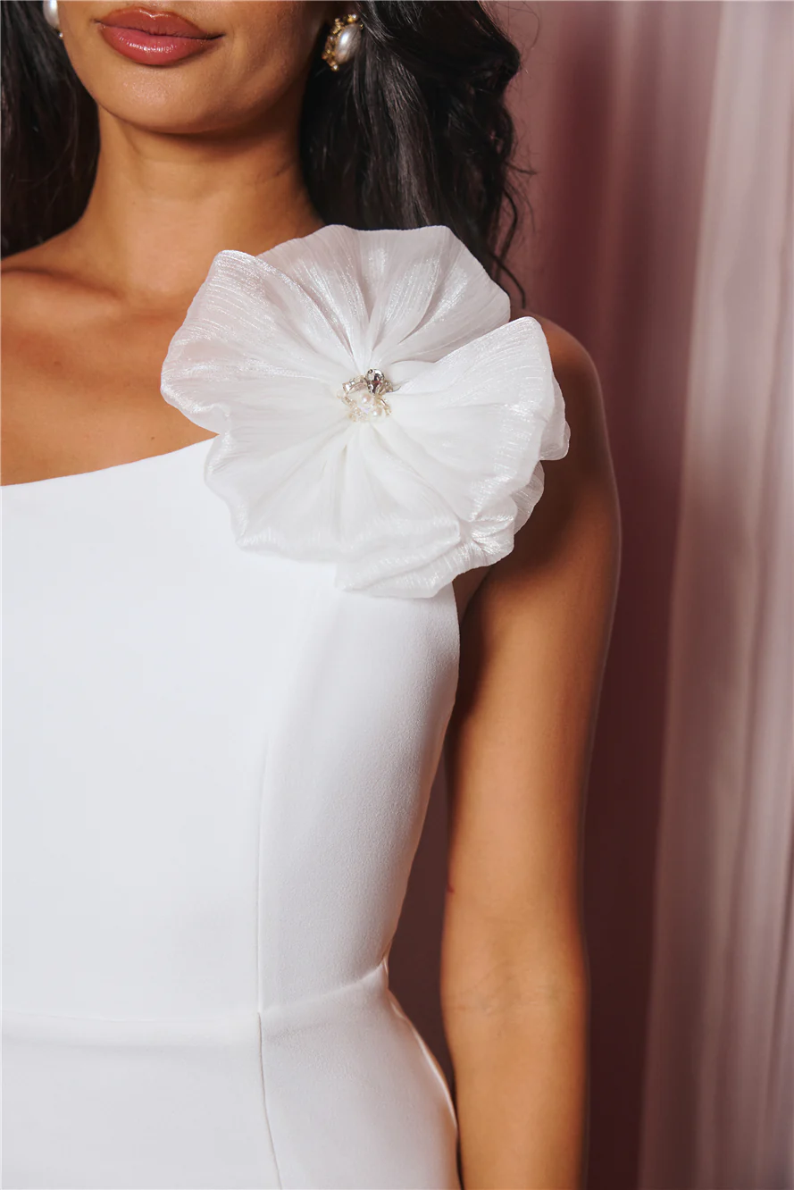 Floral Spotlight One Shoulder Mini Dress White