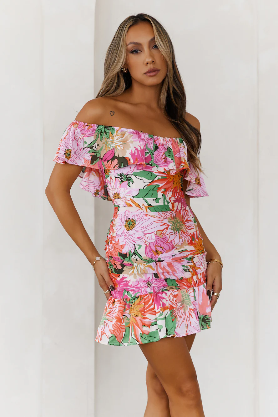 DIVALIFES It's Party Time Off The Shoulder Mini Dress Pink