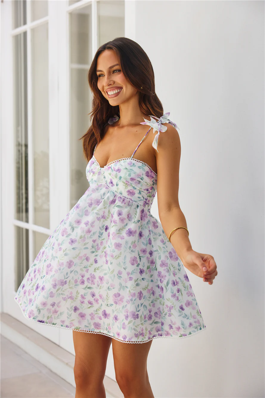 Dainty Petals Mini Dress Purple