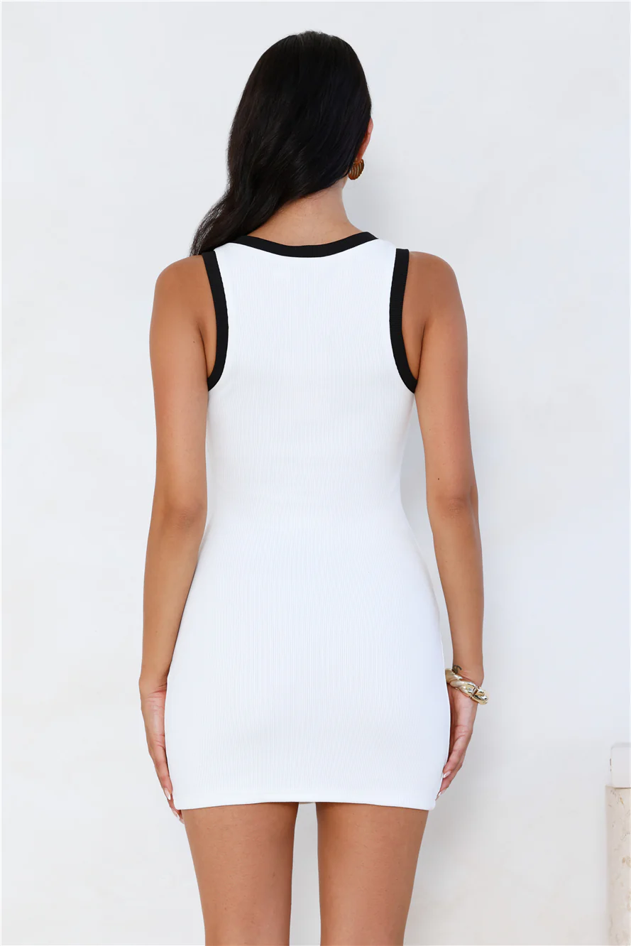 Modern Luxury Ribbed Mini Dress White