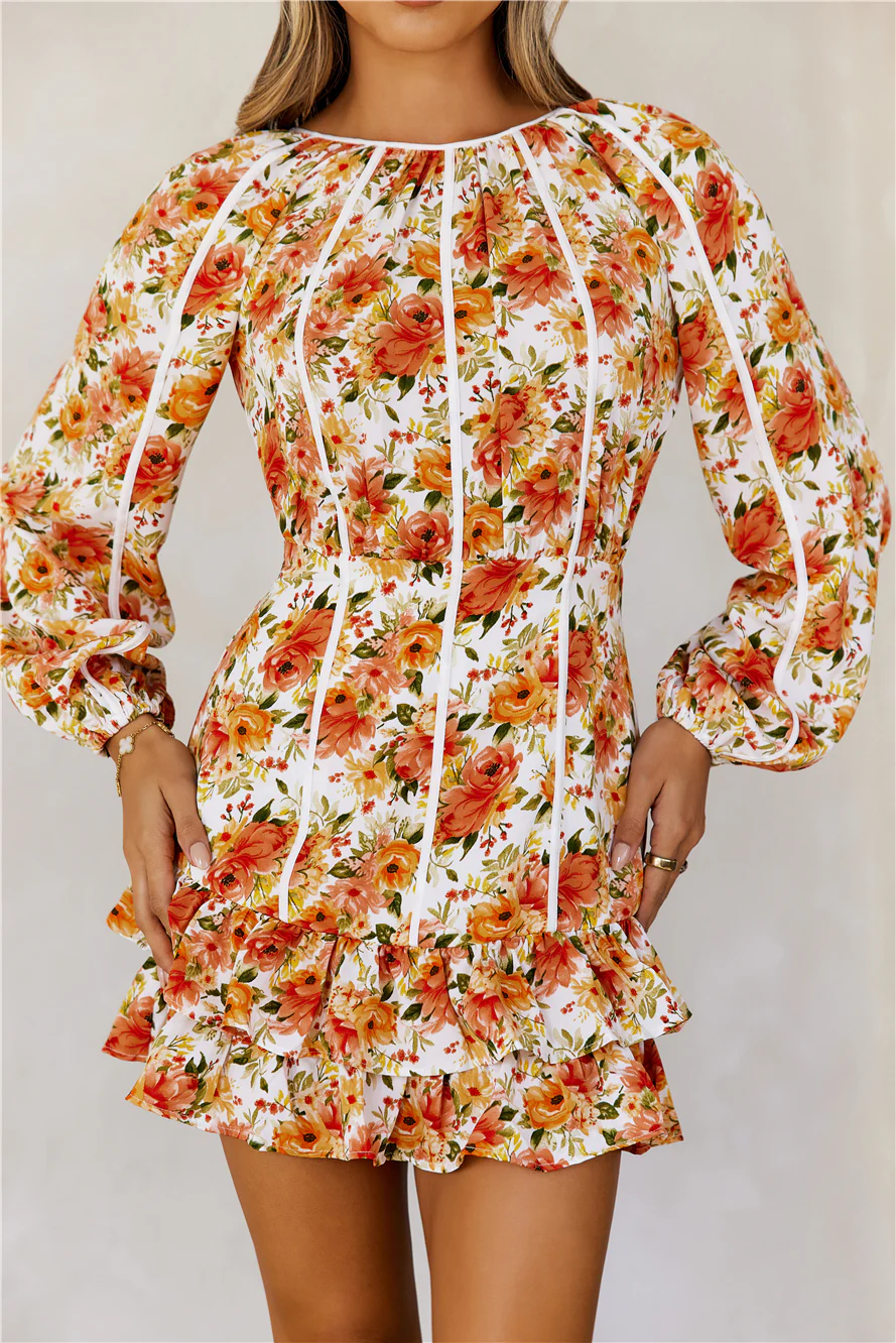 Time To Bloom Long Sleeve Mini Dress Floral