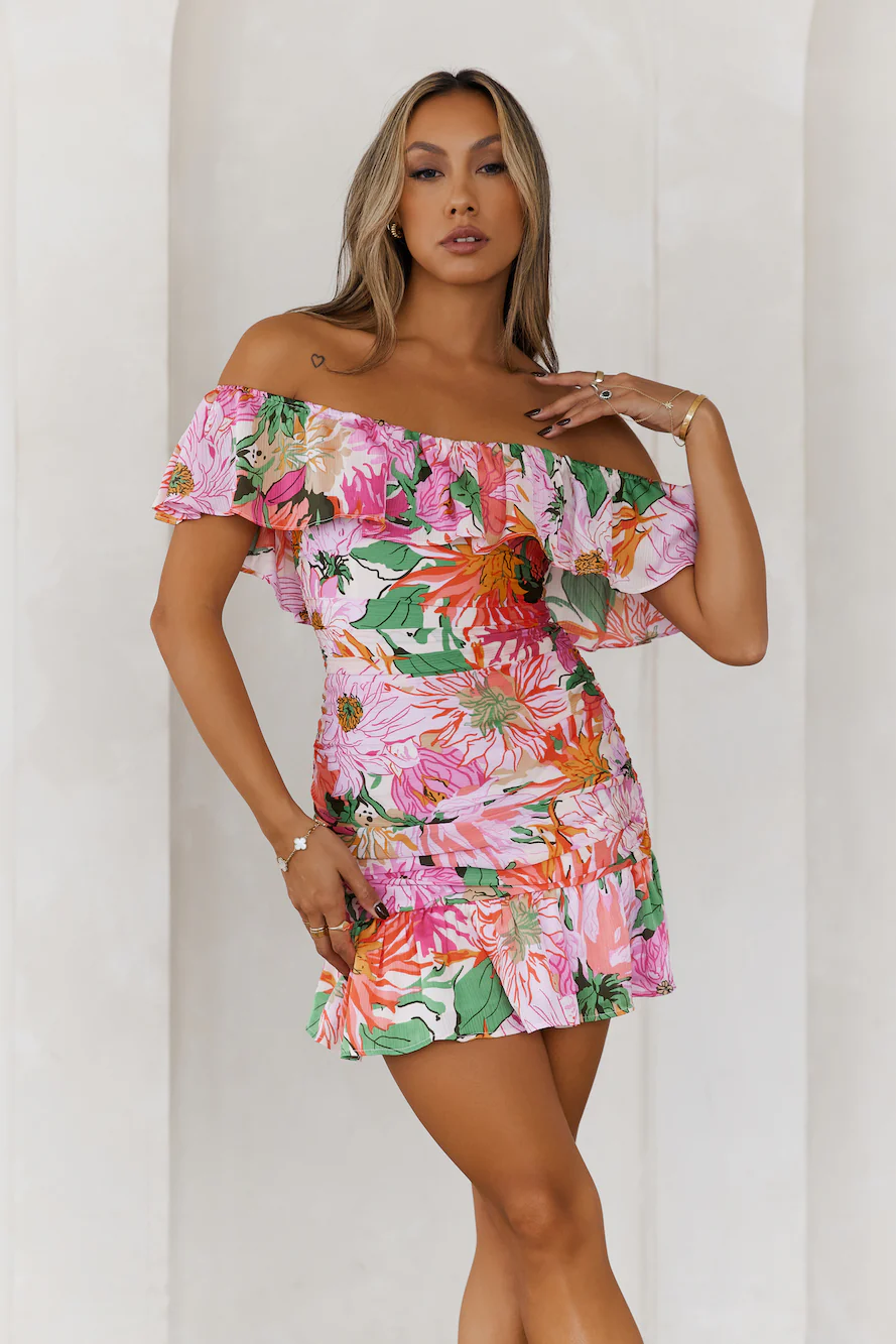 DIVALIFES It's Party Time Off The Shoulder Mini Dress Pink