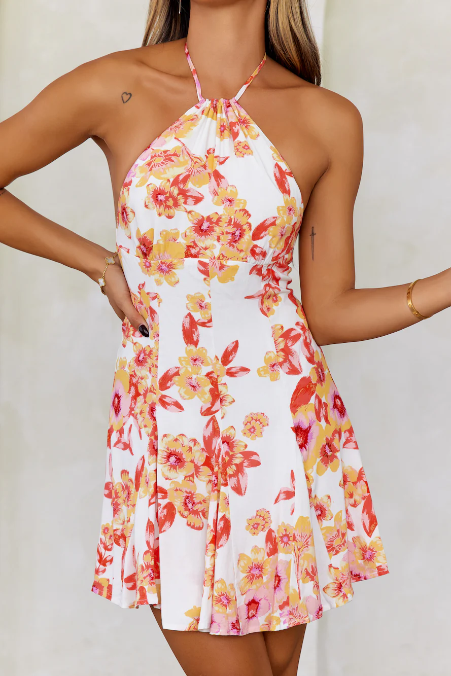 Springtime Flings Halter Mini Dress White