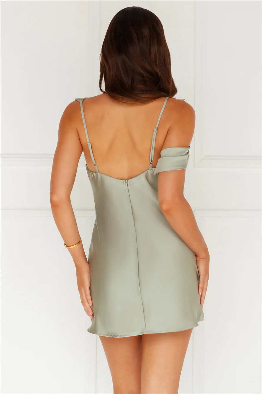 Slip Into Elegance Satin Mini Dress Sage