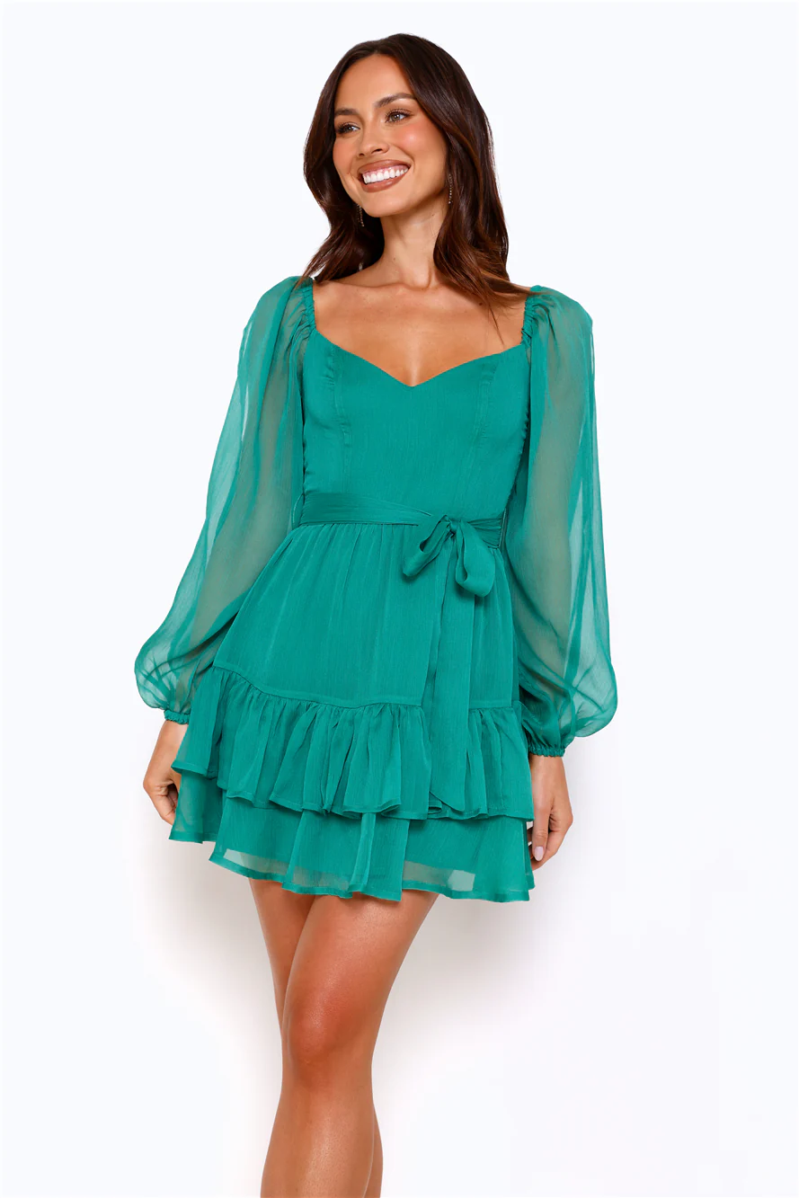Daydream Fiesta Long Sleeve Mini Dress Emerald