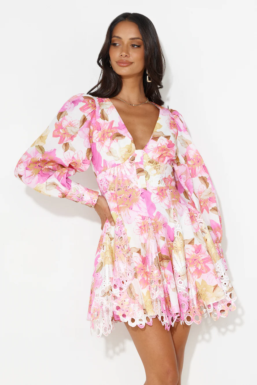 Fine Dining Brunch Mini Dress Pink