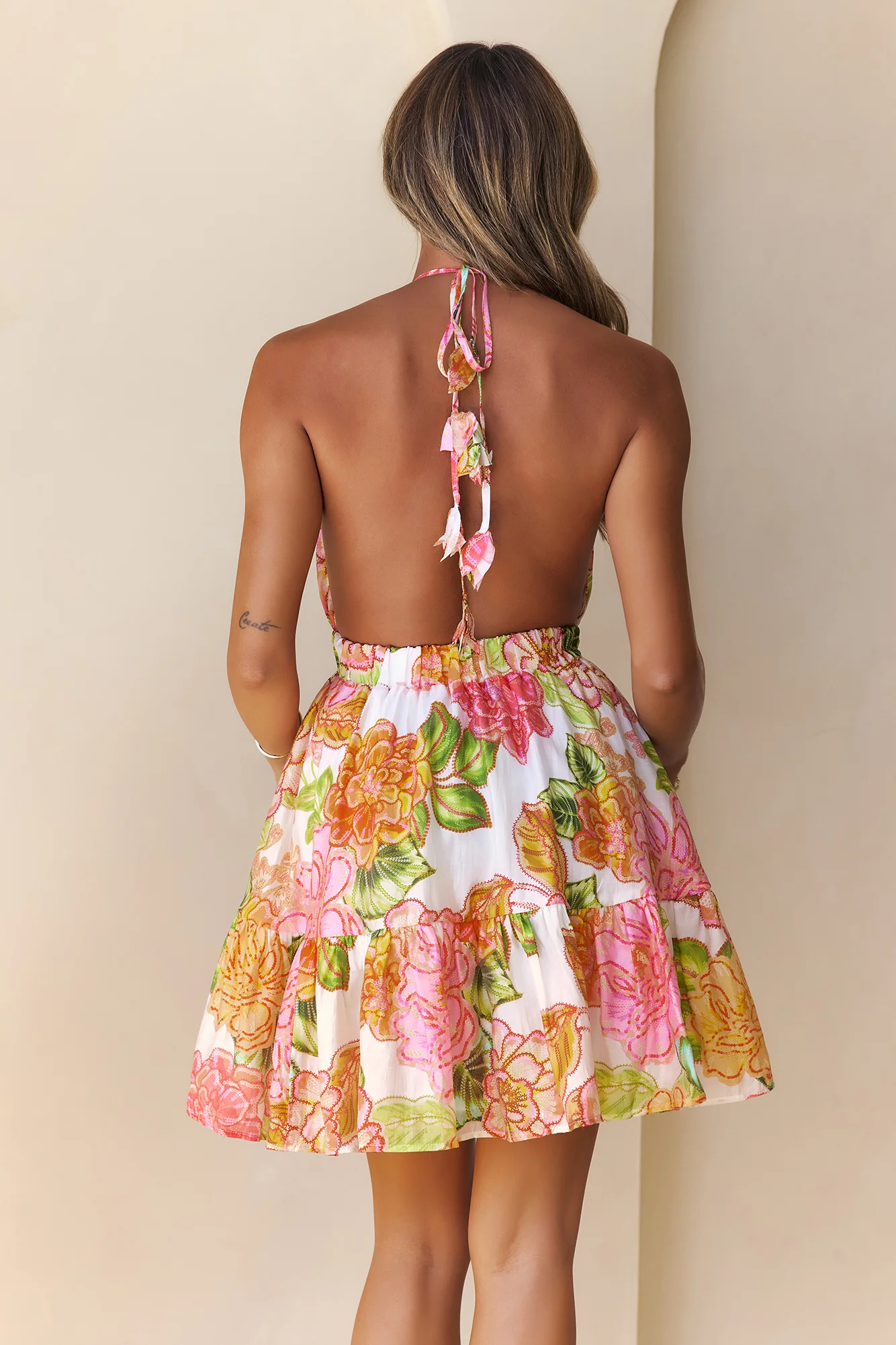 Petal Perfection Halter Mini Dress Floral