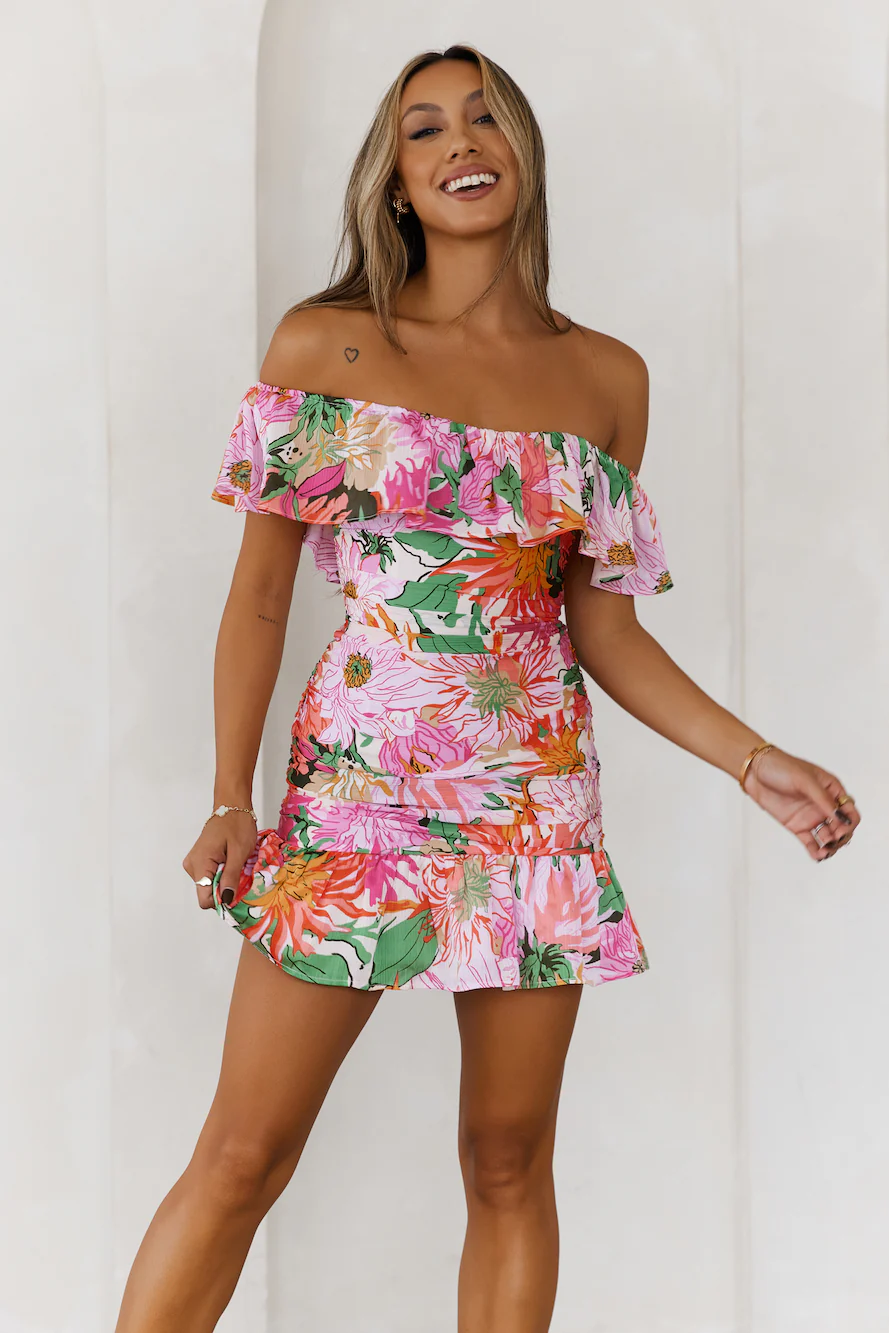DIVALIFES It's Party Time Off The Shoulder Mini Dress Pink