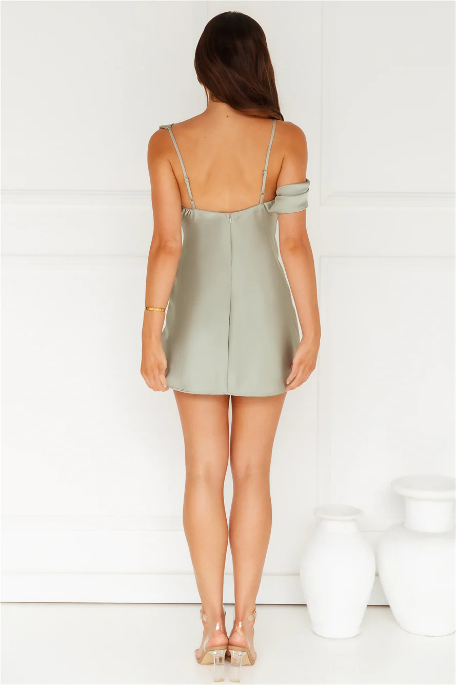 Slip Into Elegance Satin Mini Dress Sage