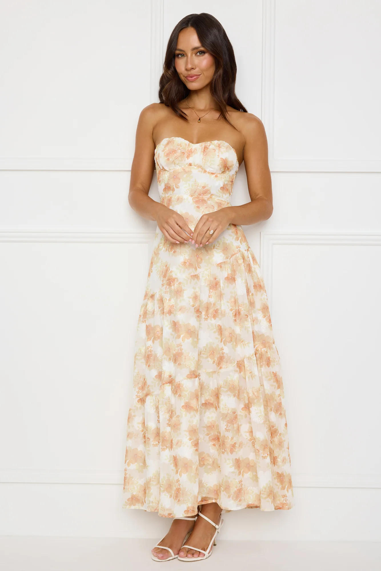 Autumn Clover Strapless Maxi Dress Orange