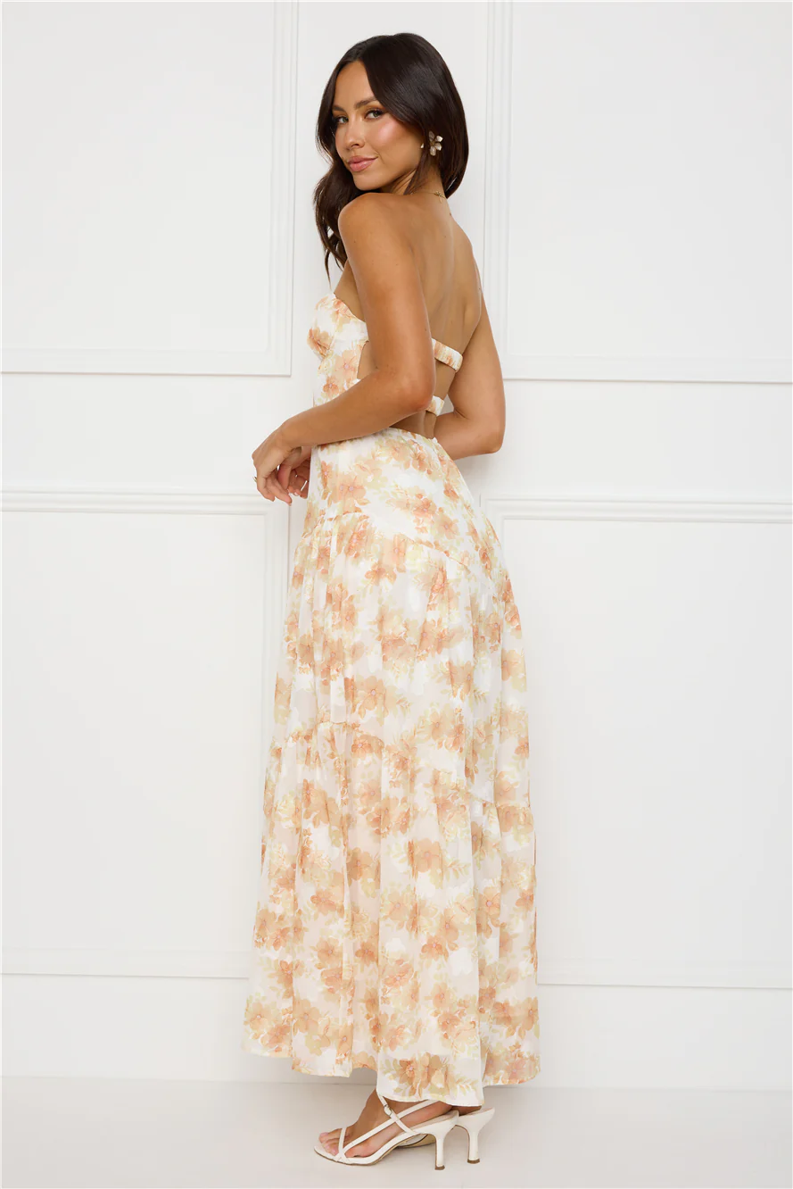 Autumn Clover Strapless Maxi Dress Orange