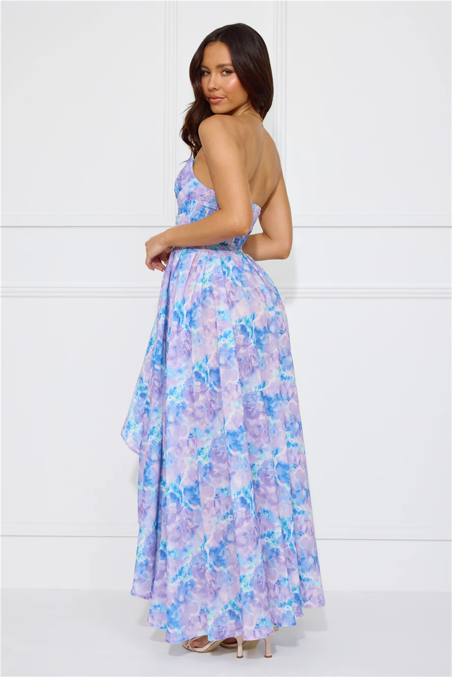 Moments Await Strapless Maxi Dress Lilac