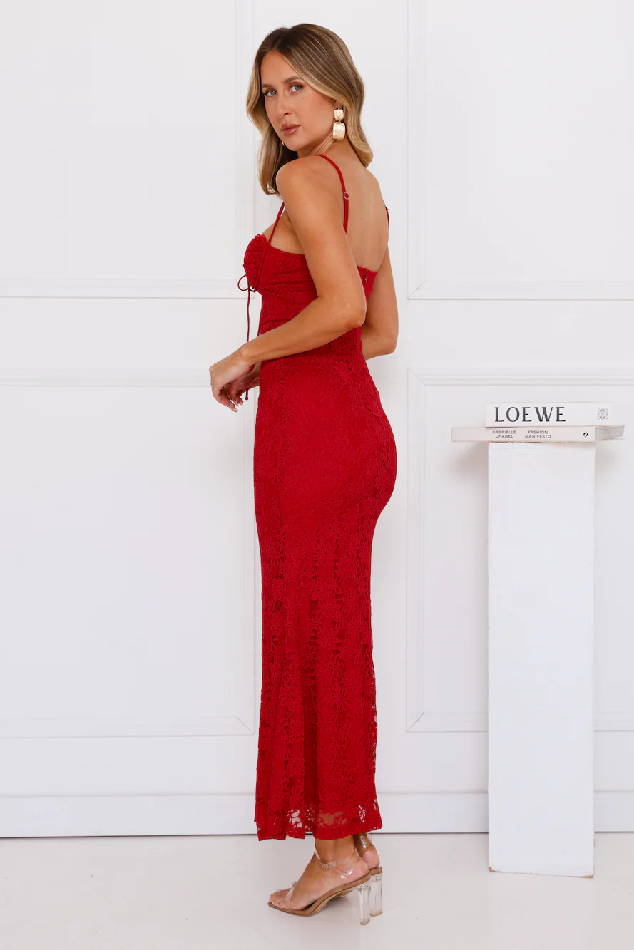 Lila Lace Maxi Dress Red