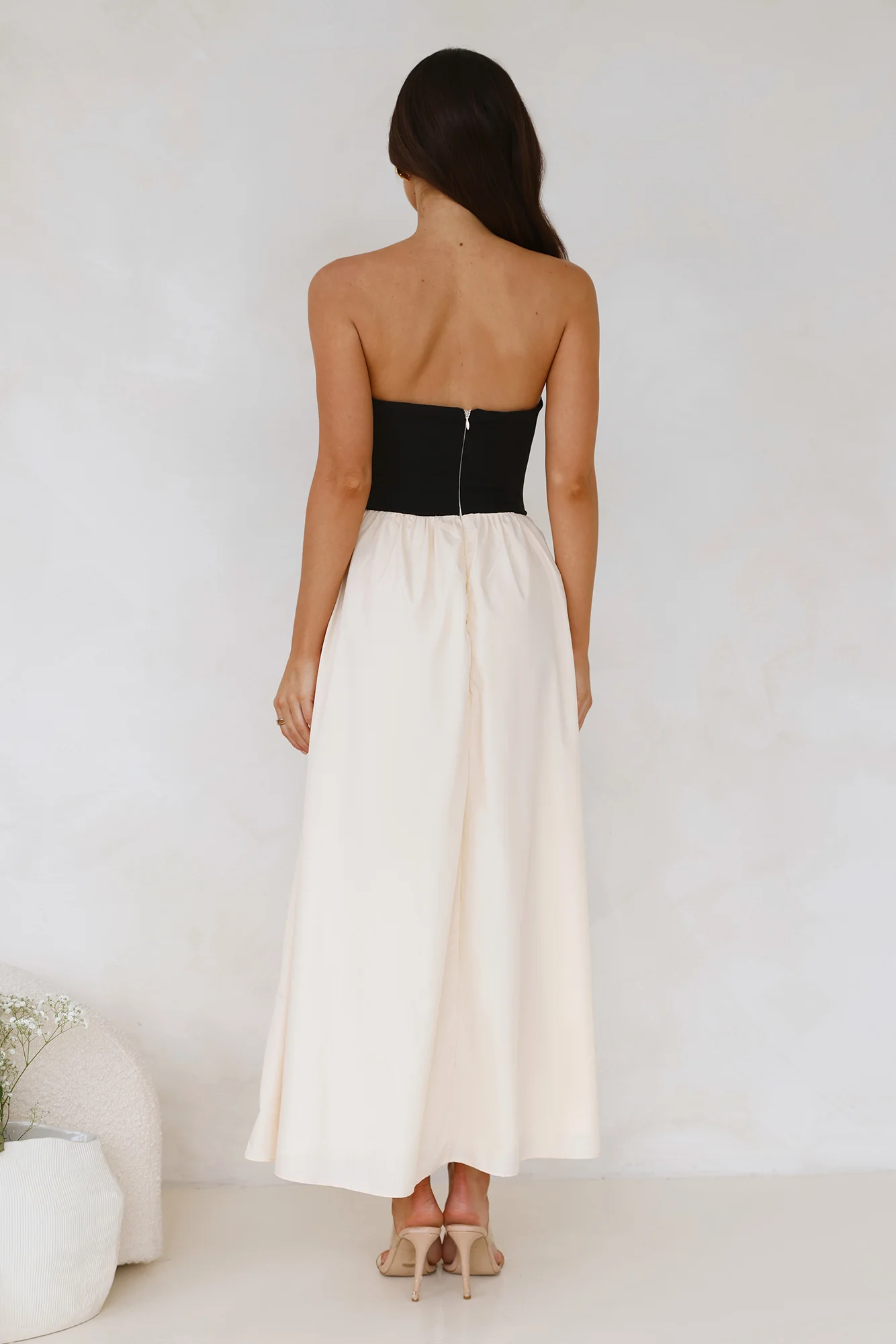 Lights Low Strapless Maxi Dress Cream