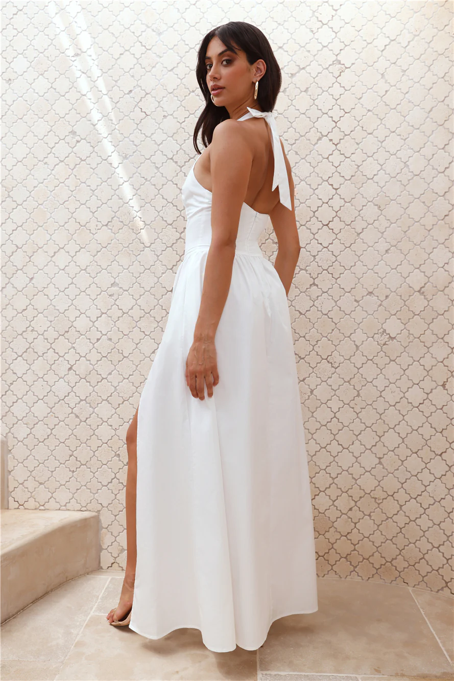 DIVALIFES Exclusively For You Halter Maxi Dress White