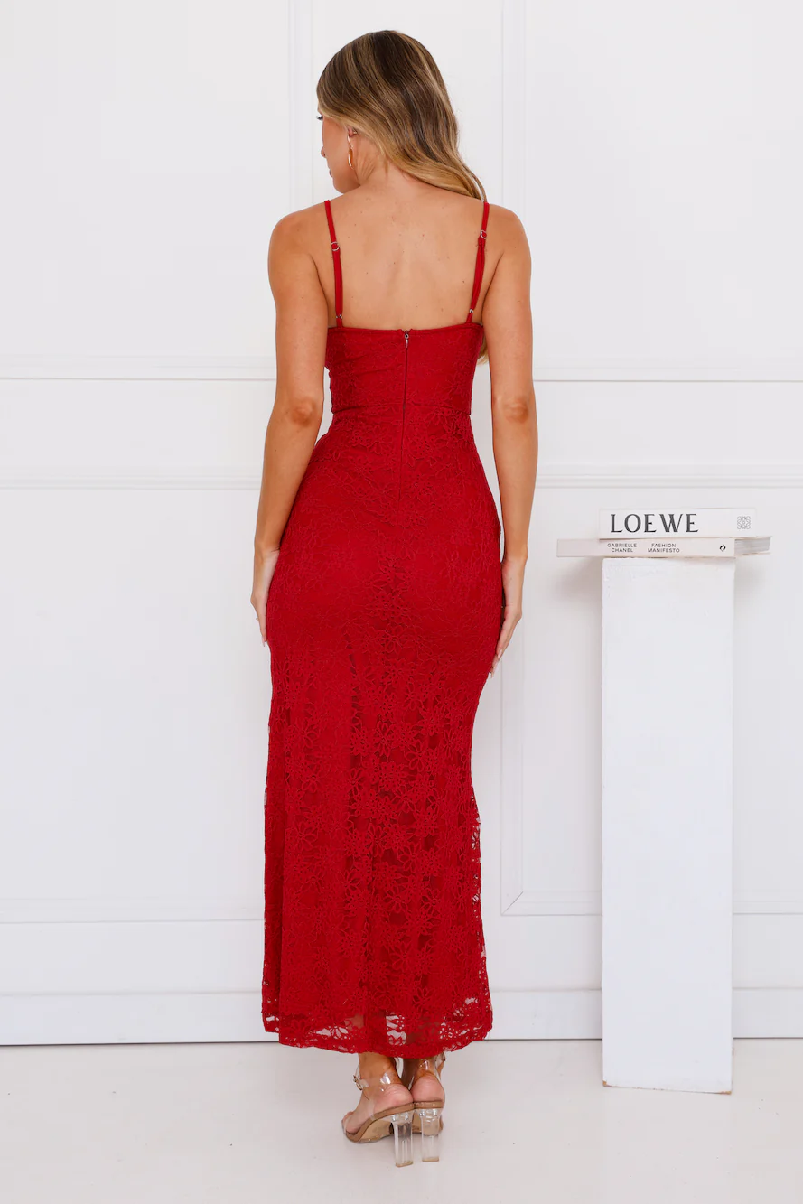 Lila Lace Maxi Dress Red