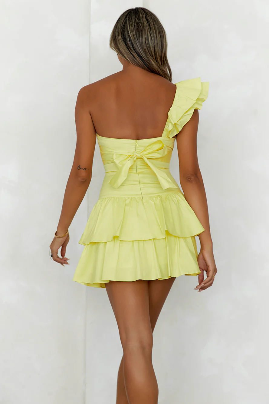 DIVALIFES Ruffled Out Dress Yellow