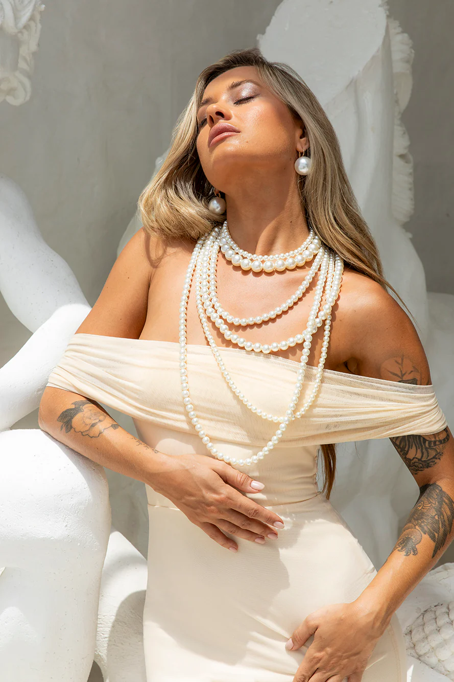 Invited Off Shoulder Mesh Maxi Dress Yellow