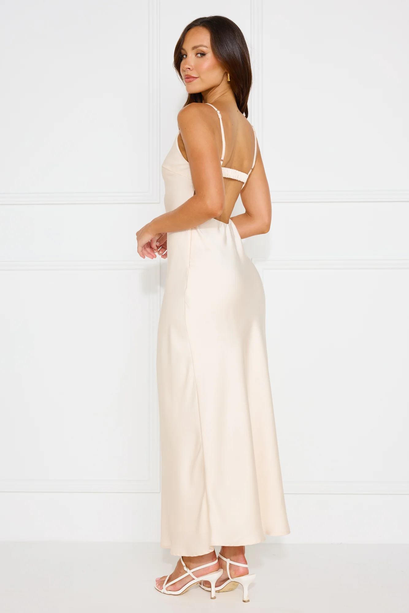 Hideaway Place Satin Maxi Dress Champagne