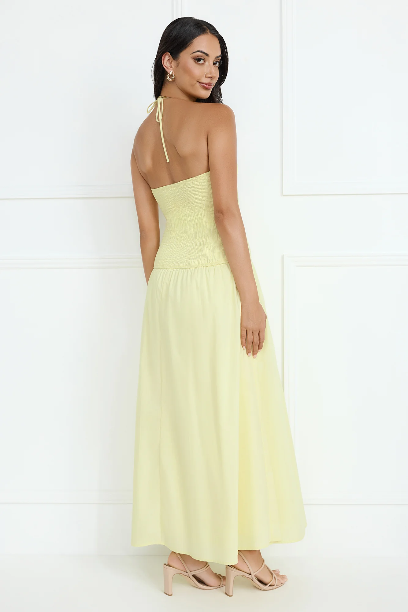 Unmatched Energy Halter Maxi Dress Yellow