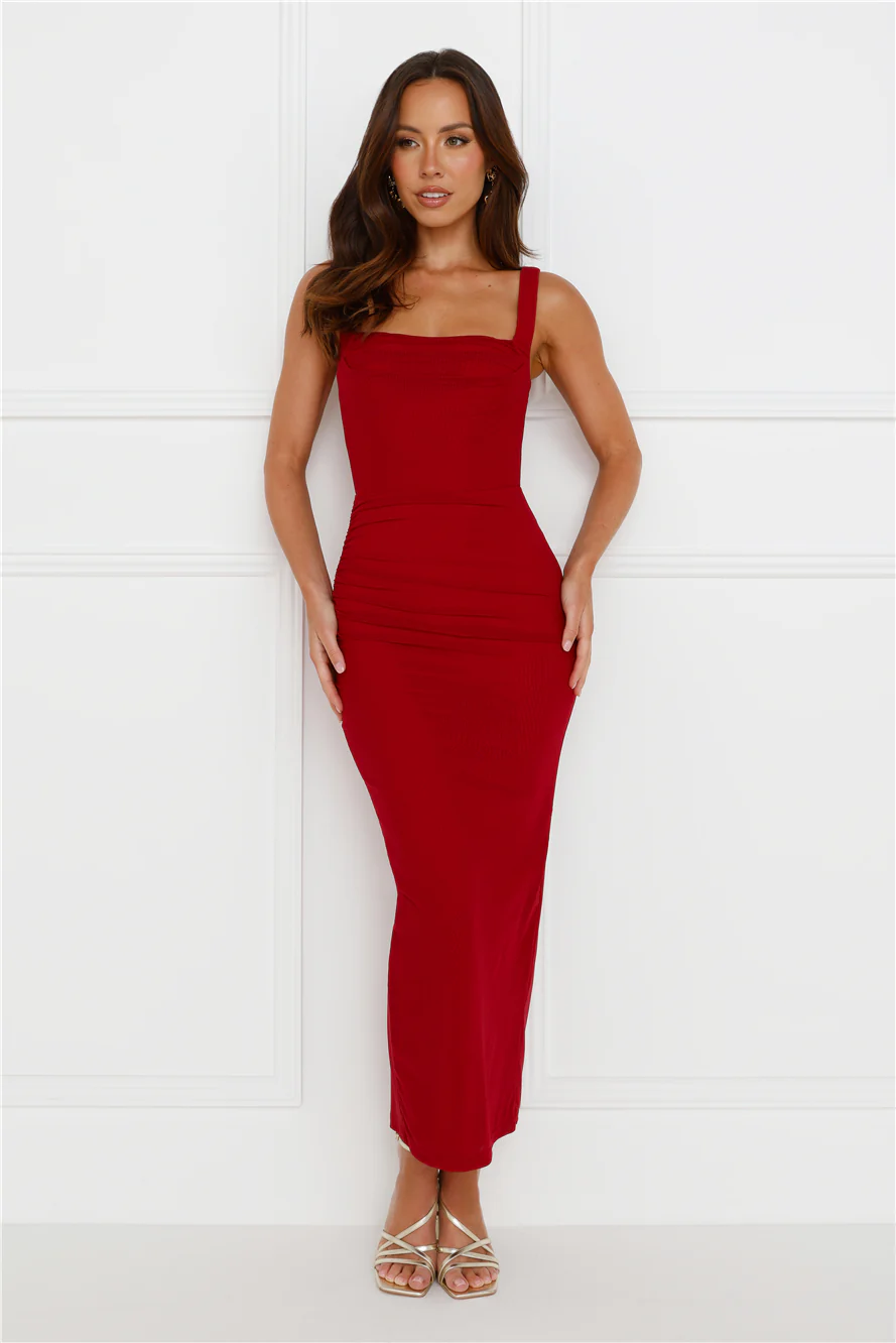 Simply Better Mesh Maxi Dress Wine