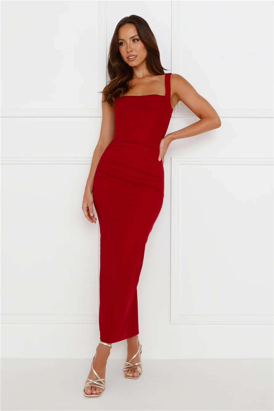Simply Better Mesh Maxi Dress Wine
