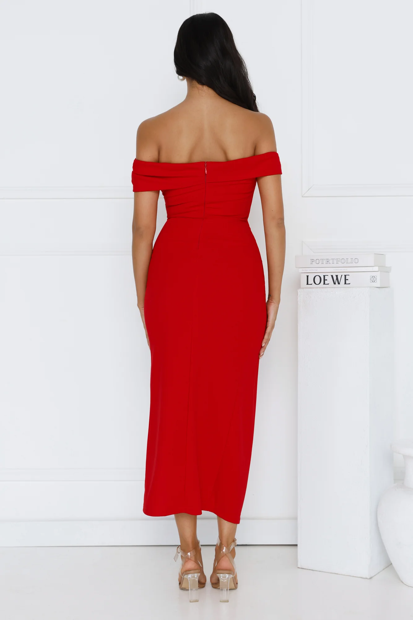 Isolde Off Shoulder Maxi Dress Red