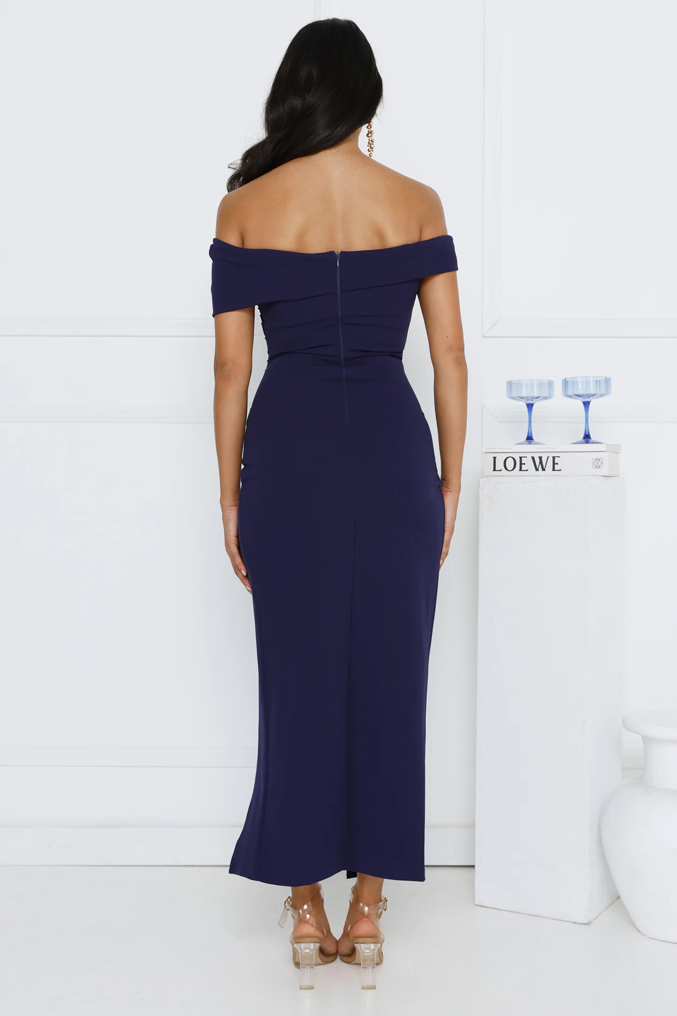 Isolde Off Shoulder Maxi Dress Navy