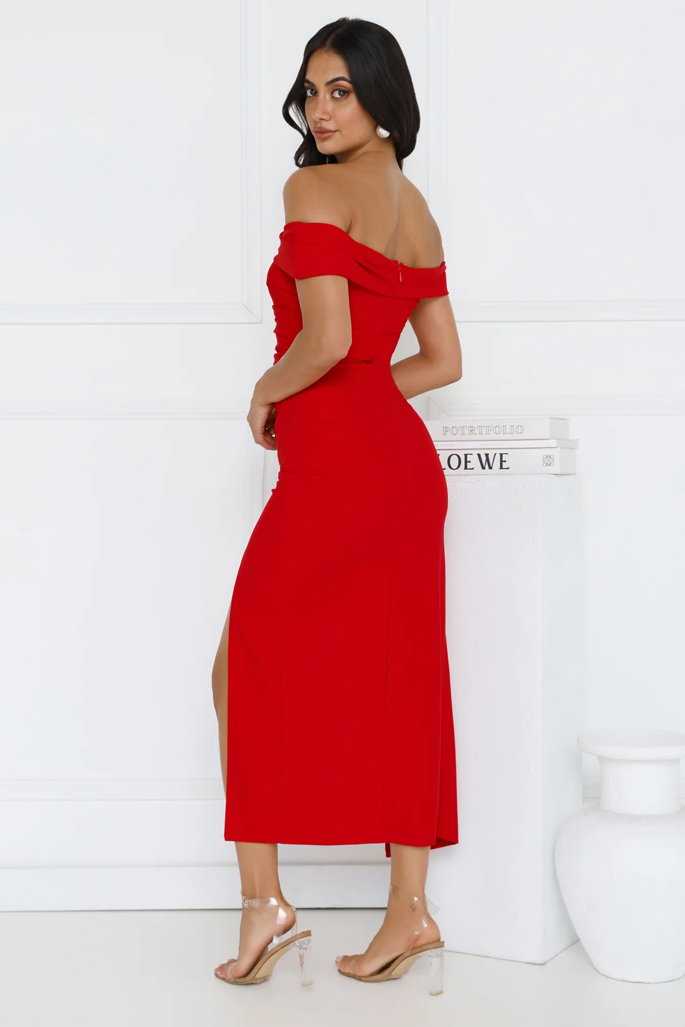 Isolde Off Shoulder Maxi Dress Red