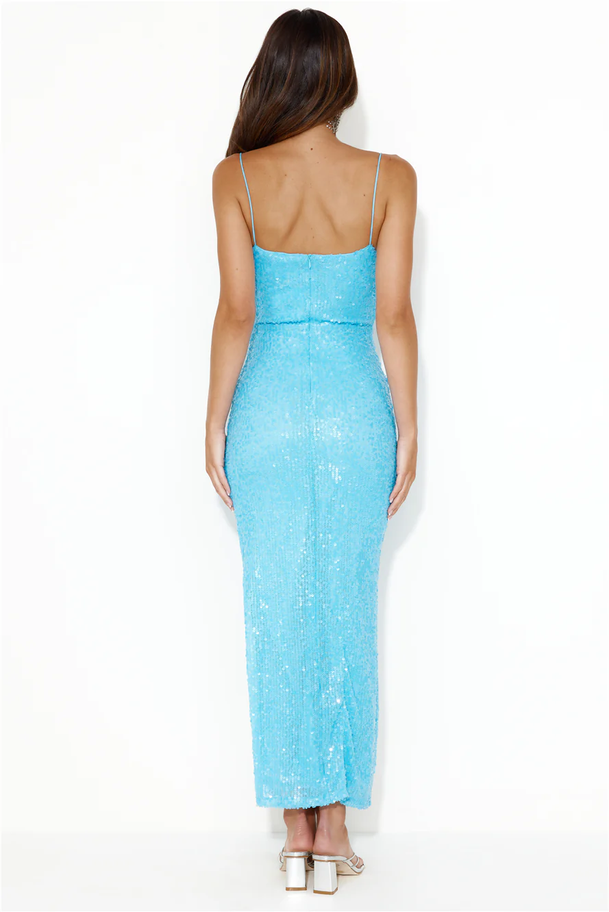 Fanciest Of All Sequin Maxi Dress Blue