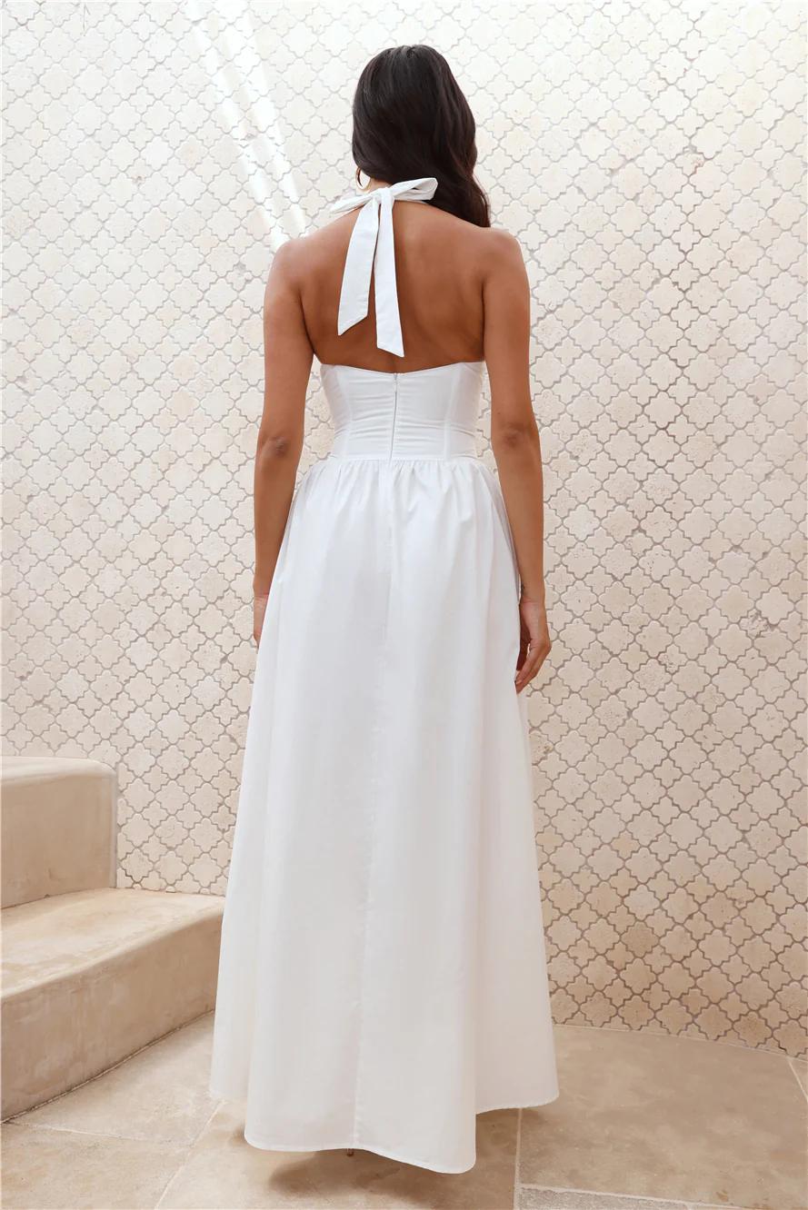 DIVALIFES Exclusively For You Halter Maxi Dress White