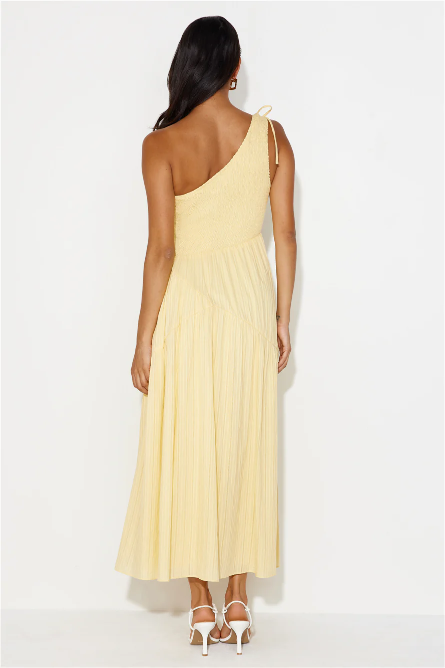 Shining Happiness One Shoulder Maxi Dress Yellow