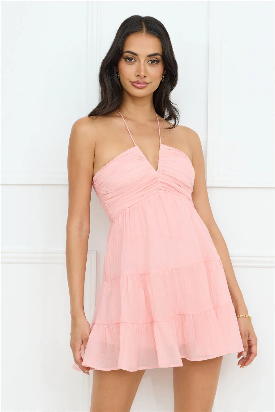 Styled For Sunsets Halter Mini Dress Pink