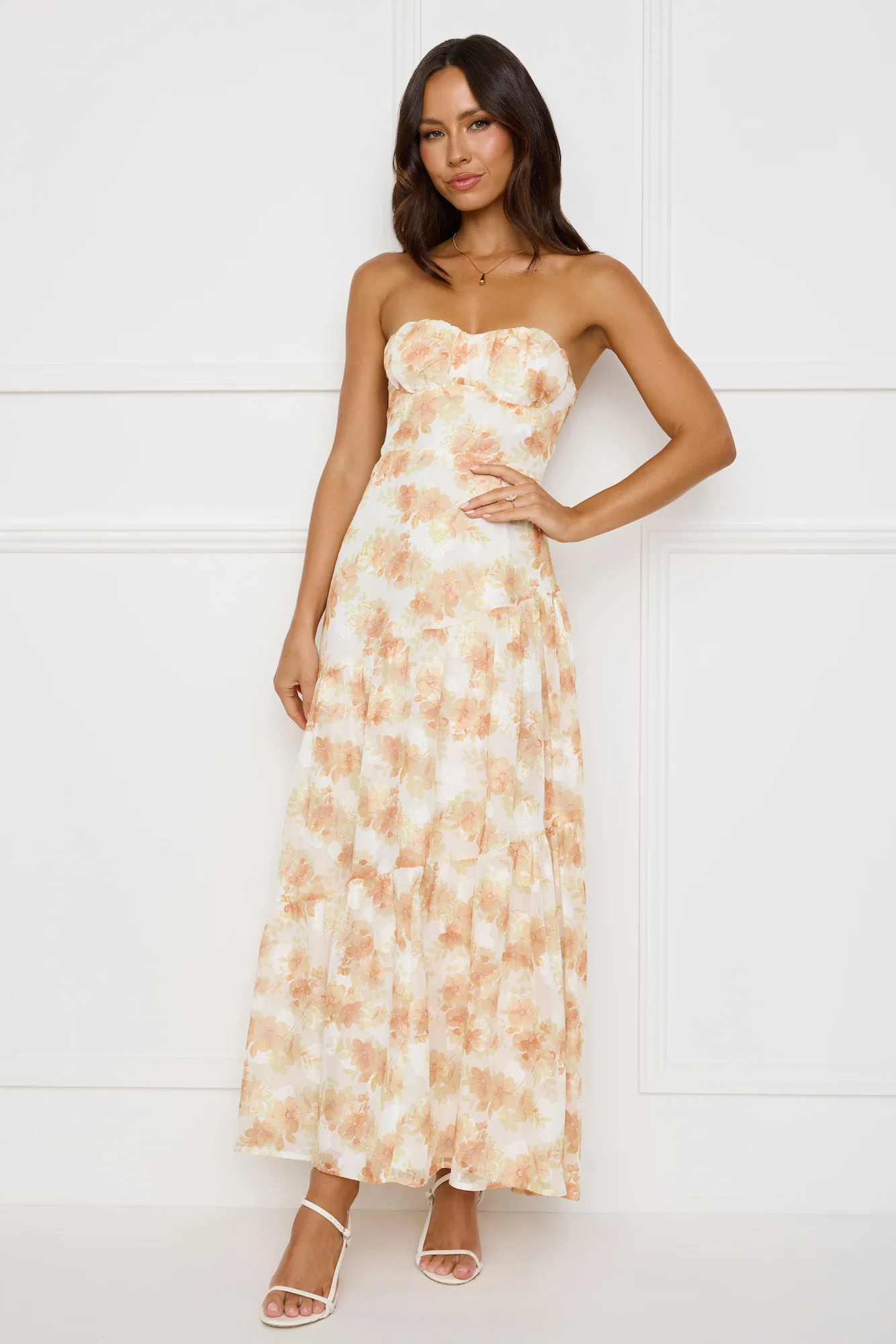 Autumn Clover Strapless Maxi Dress Orange