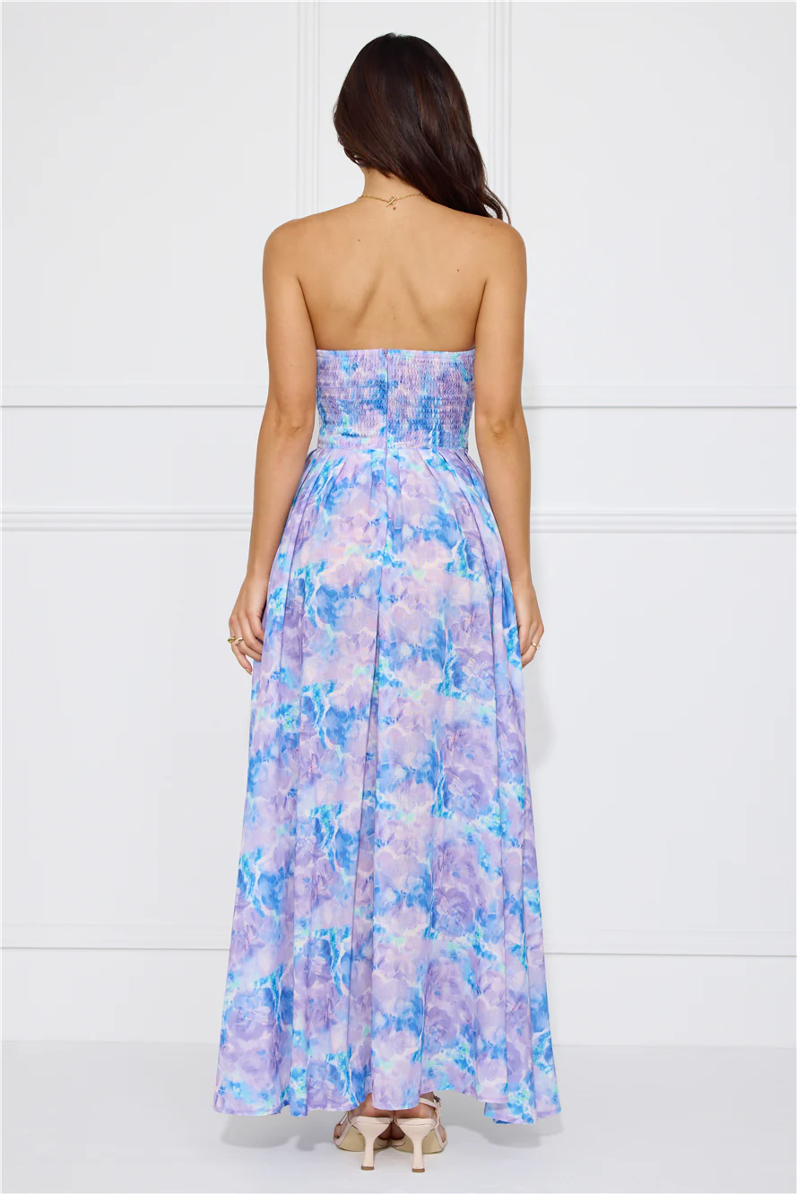 Moments Await Strapless Maxi Dress Lilac