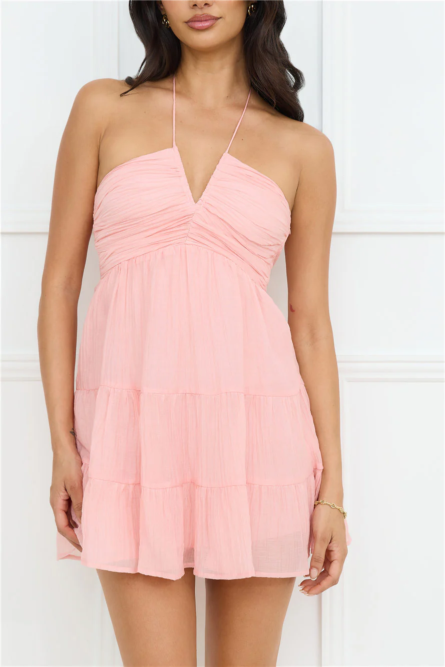 Styled For Sunsets Halter Mini Dress Pink