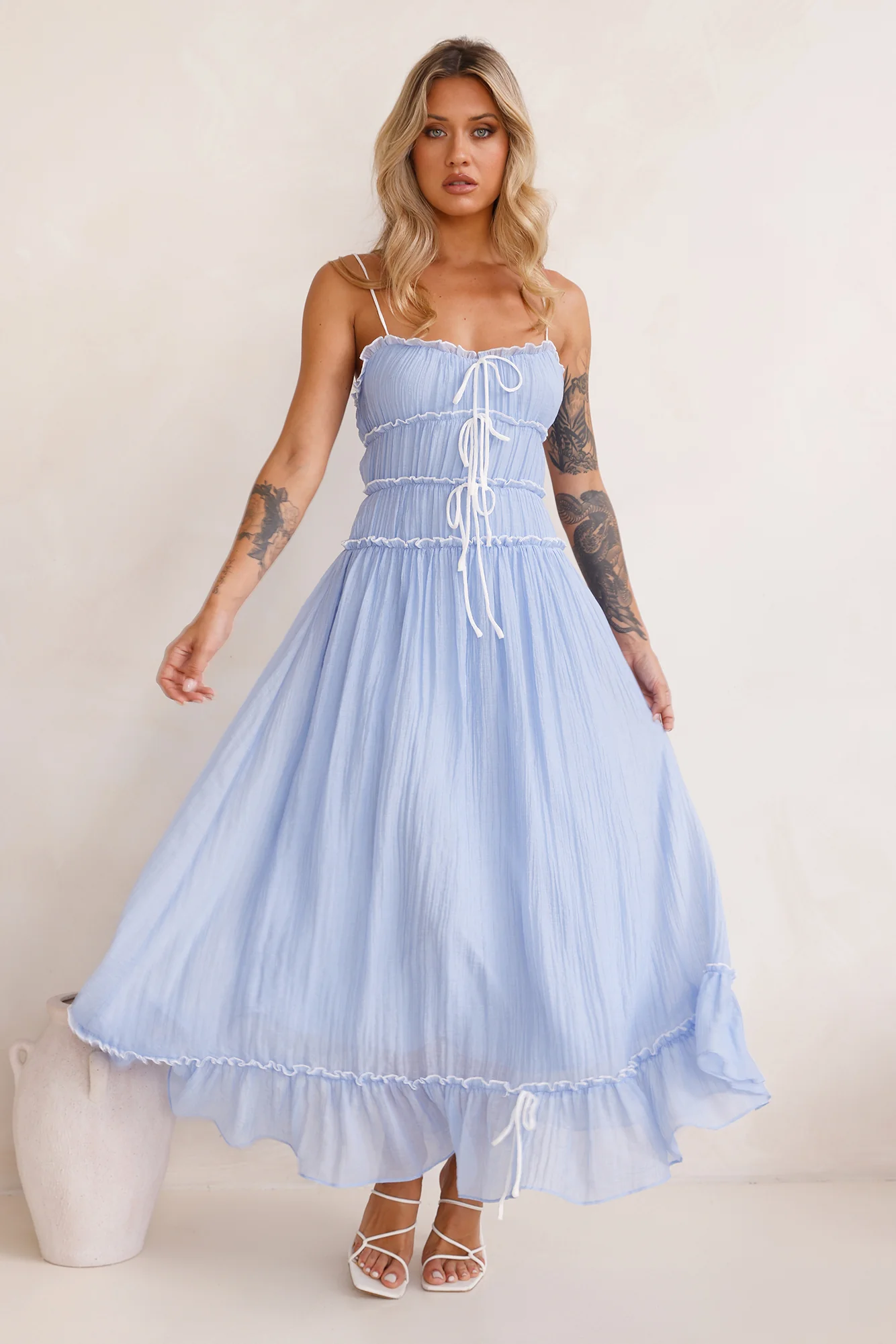 Season Beam Maxi Dress Blue