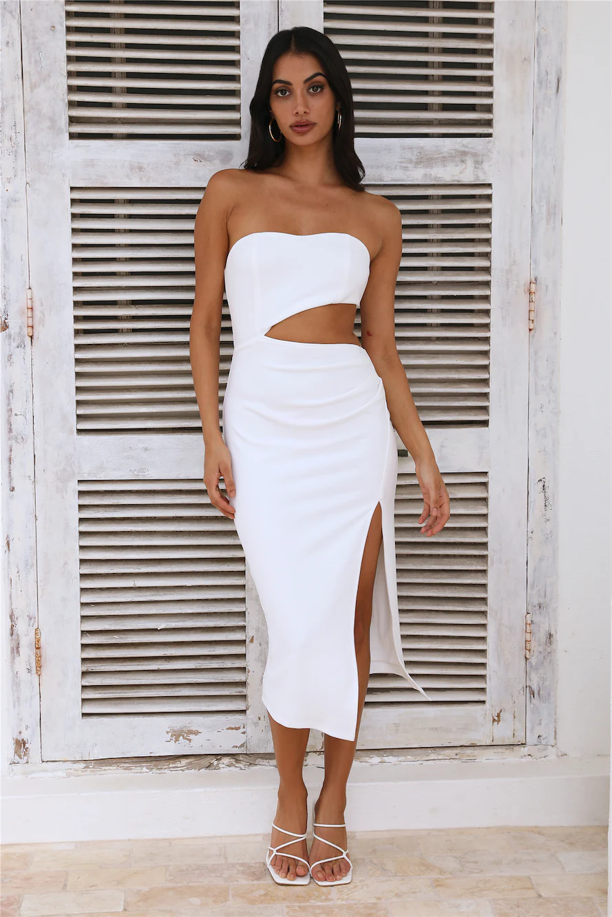 DIVALIFES Love At First Sight Midi Dress White