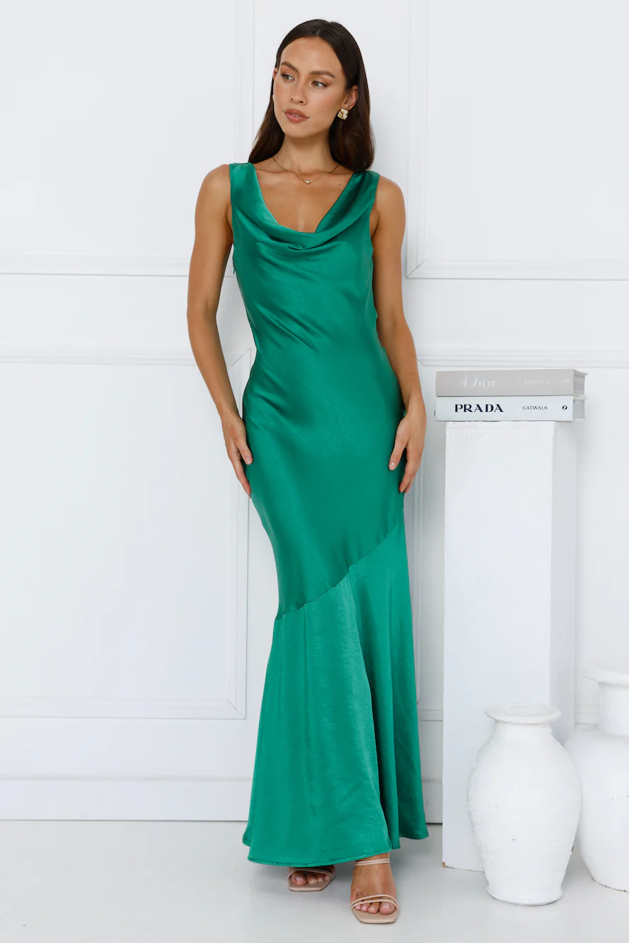 Franka Satin Maxi Dress Green