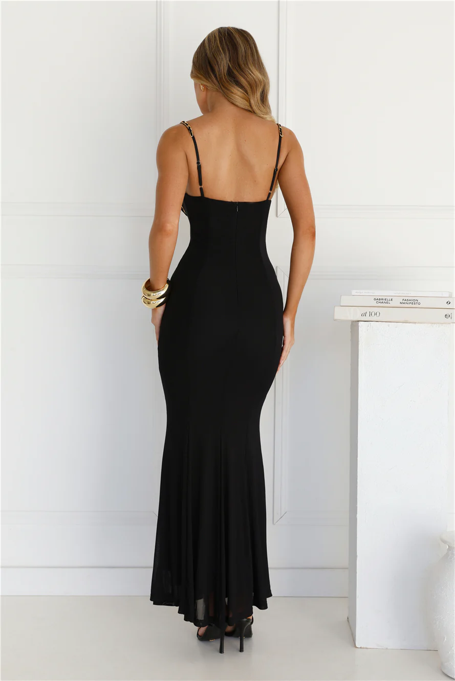 Luxury Lover Mesh Maxi Dress Black