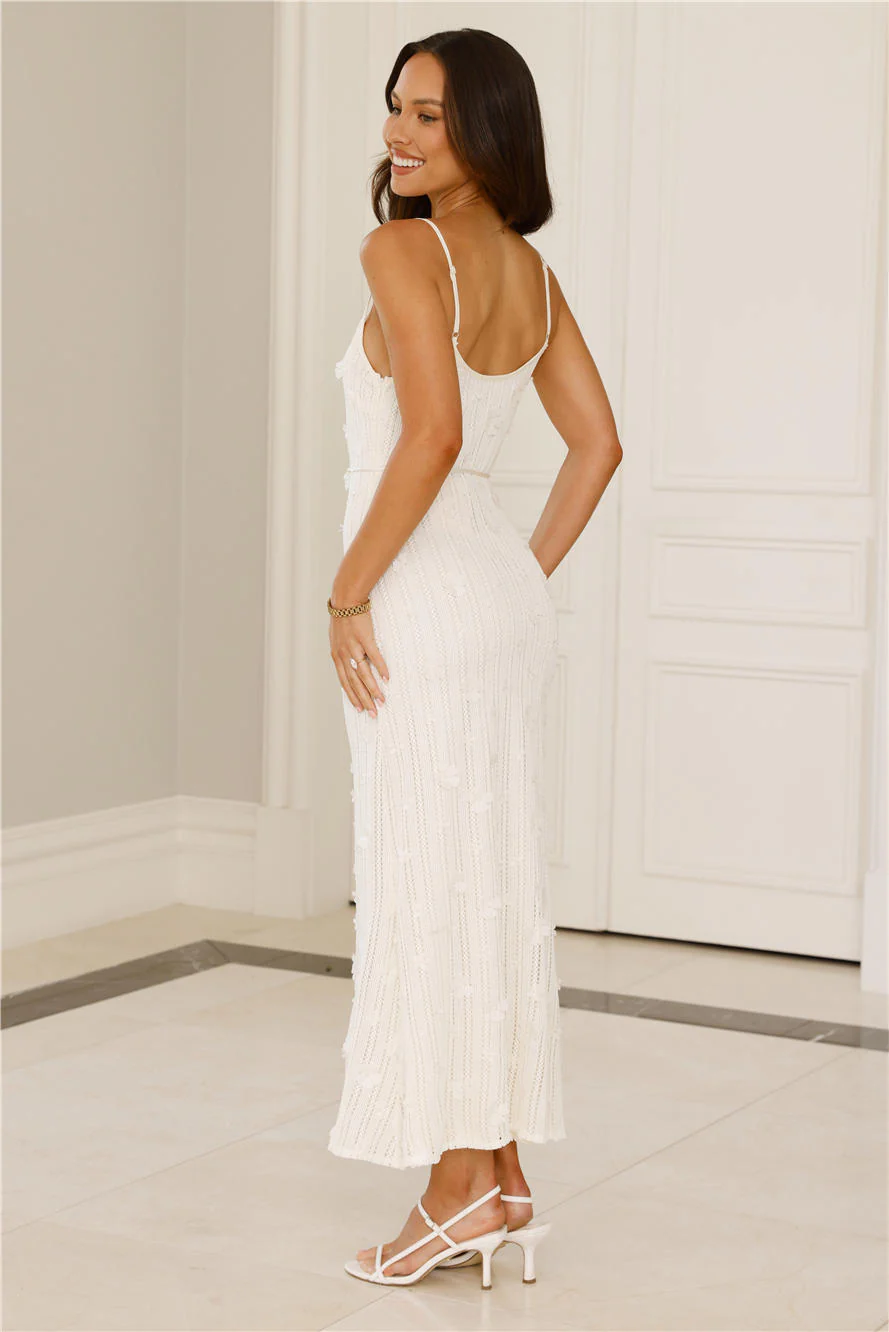 Delicately Divine Knit Maxi Dress Cream