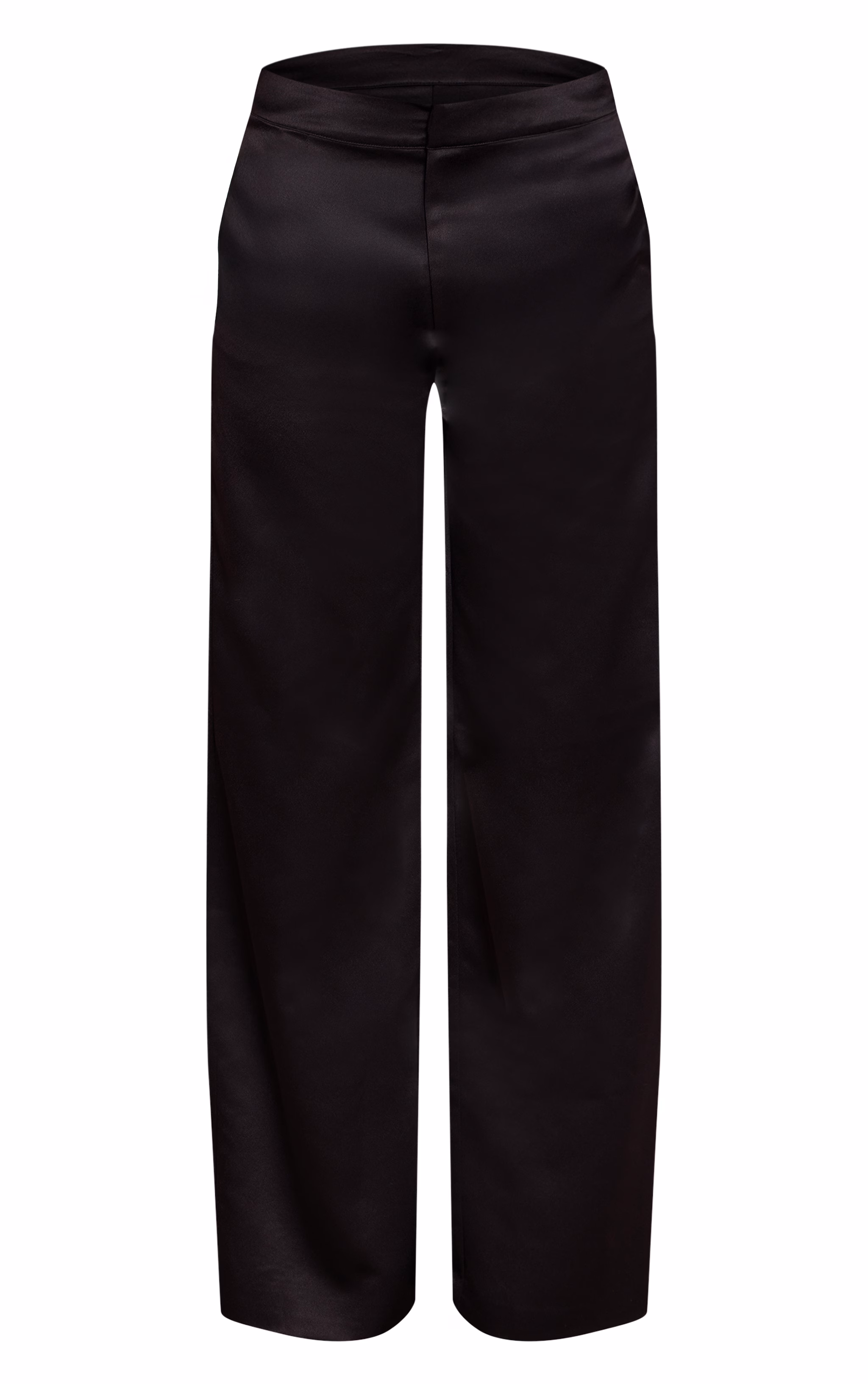 Black Satin Straight Leg Tailored Pant