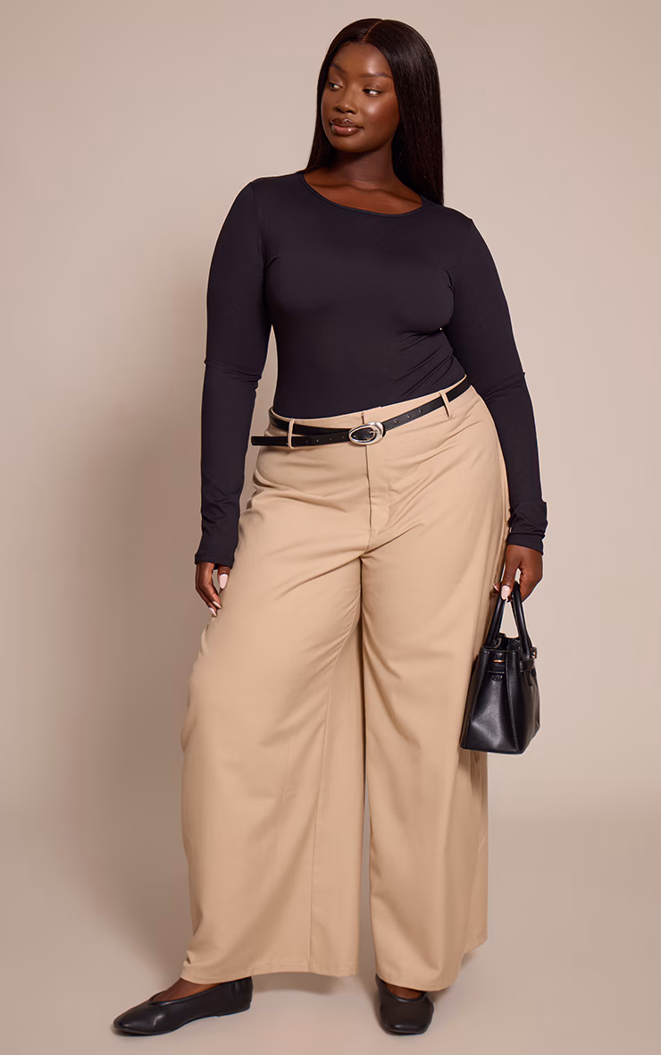 Plus Black Sculpt Long Sleeve Bodysuit