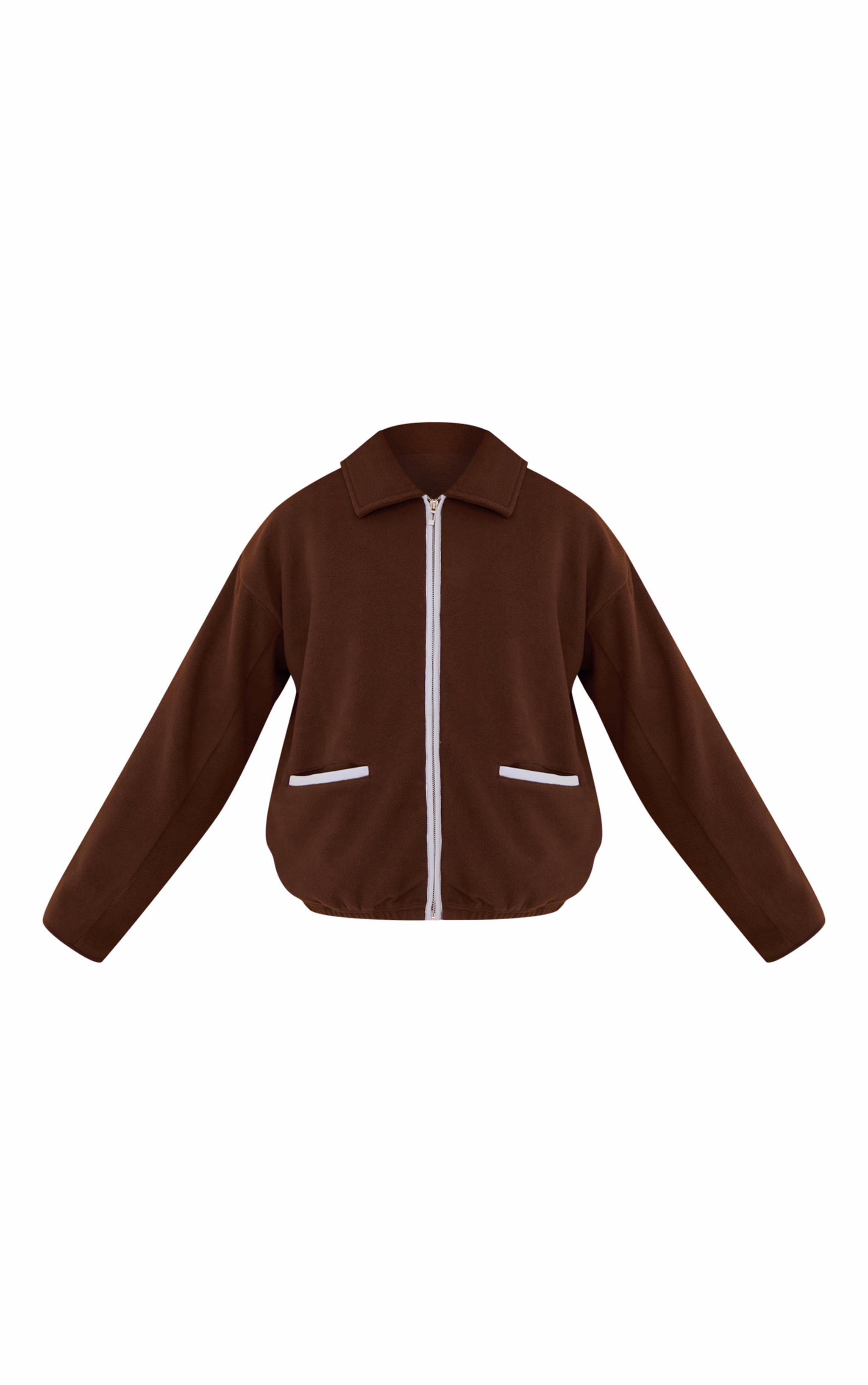 Espresso Contrast Binding Zip Up Fleece