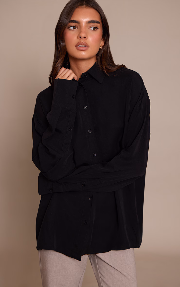 Black Tencel Oversized Shirt