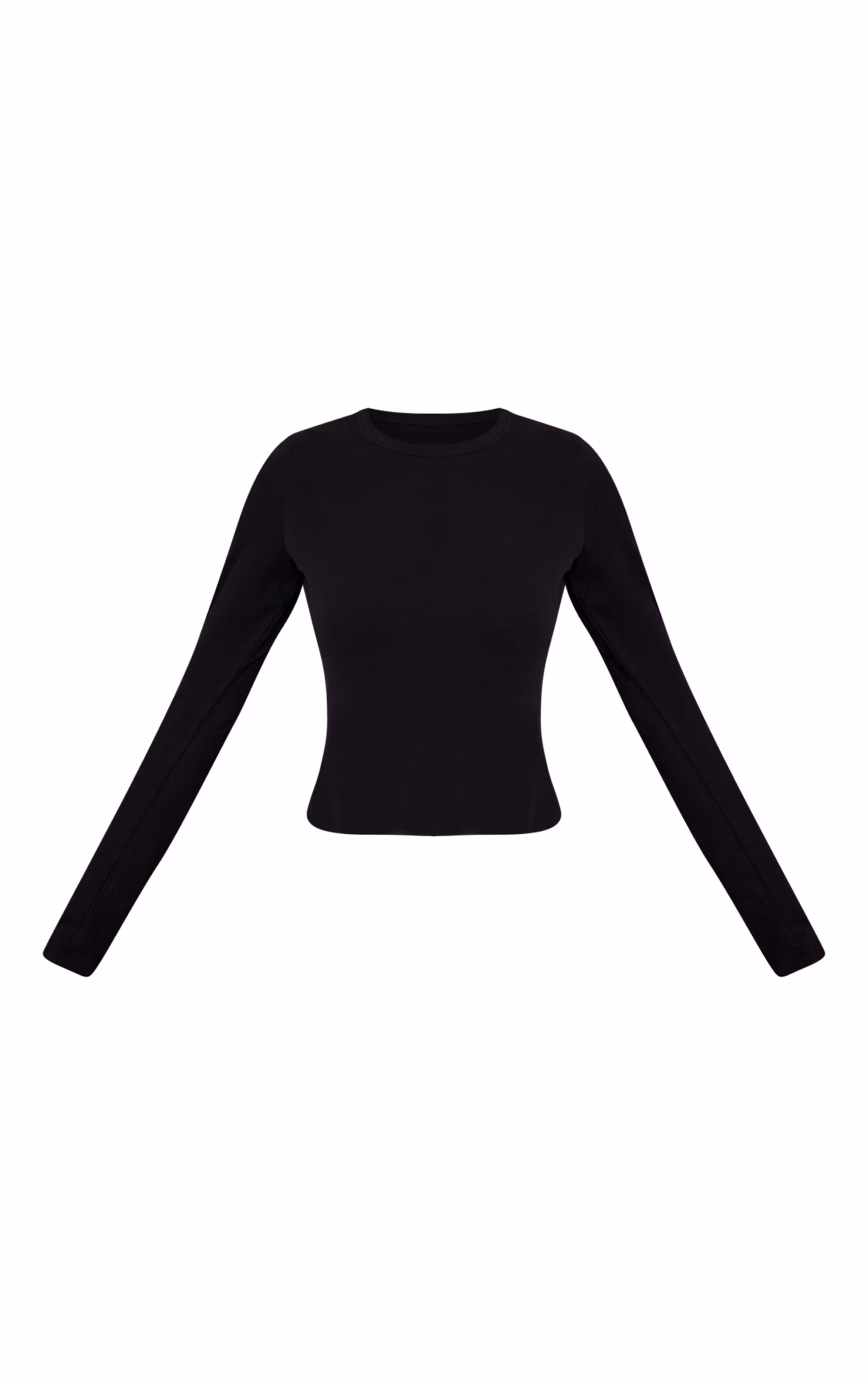 Black Soft Cotton Crew Neck Longline Long Sleeve Top