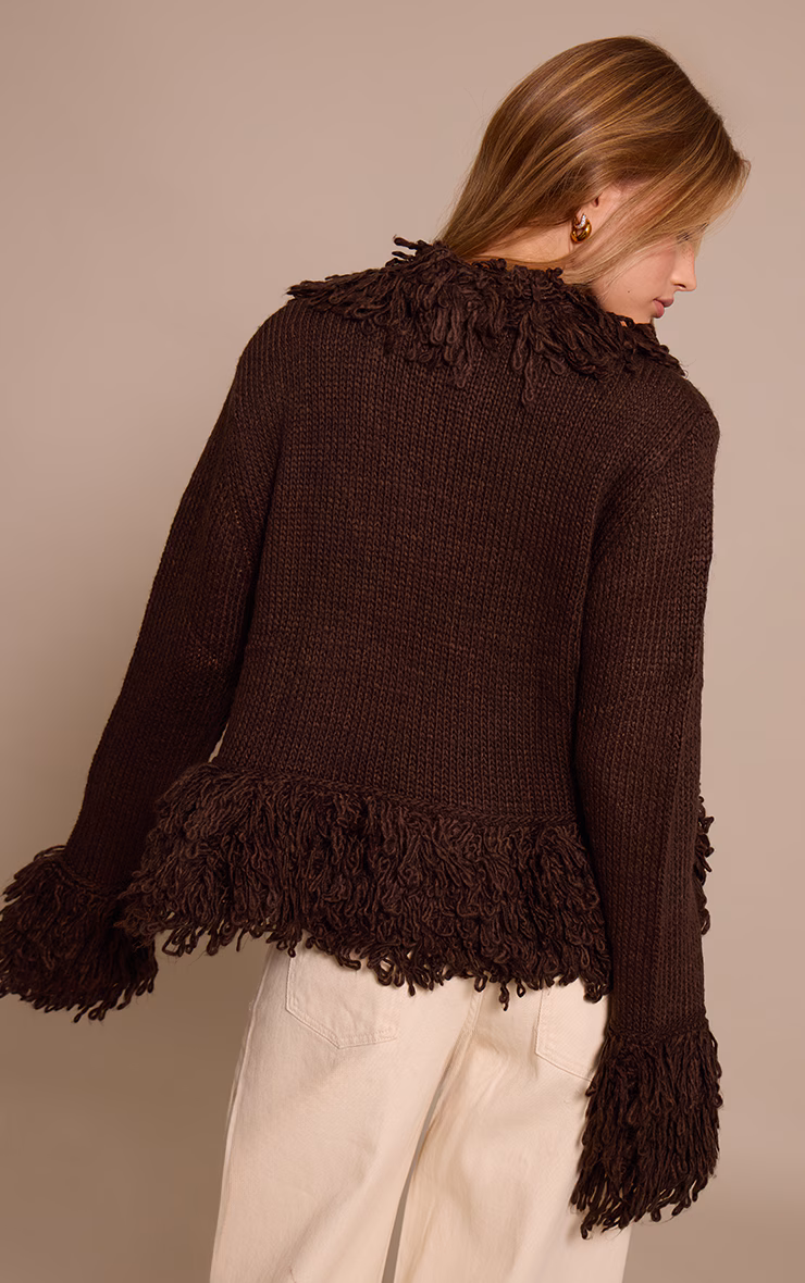Chocolate Loop Knit Edge cardigan